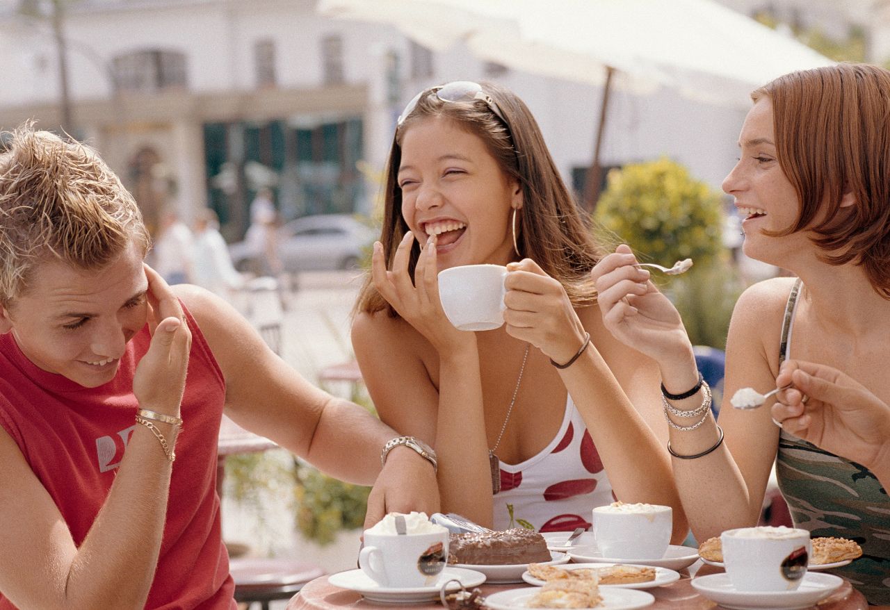Older teens having coffee