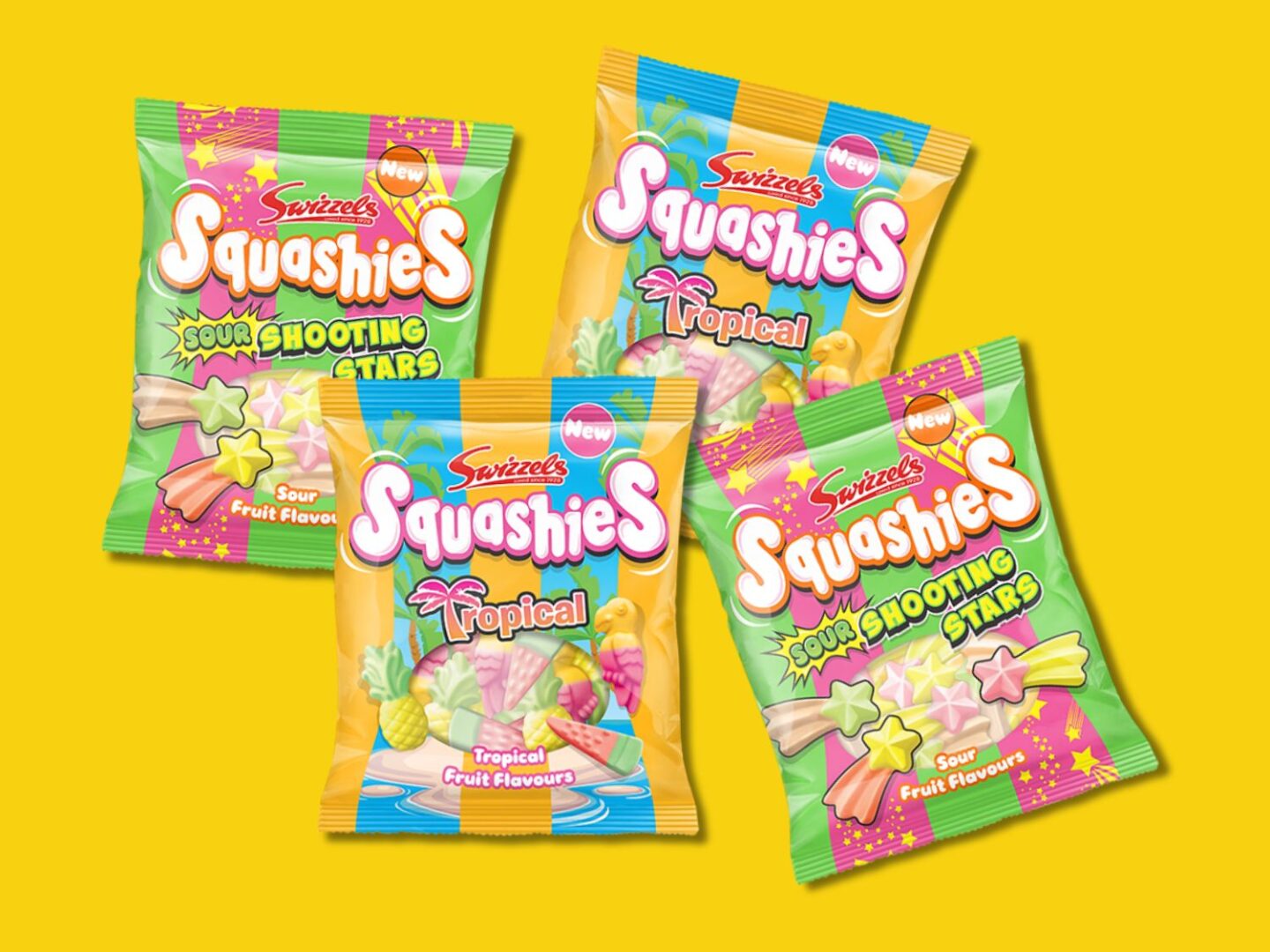 Squashies Tropical amd Squashies Sour Shooting Stars
