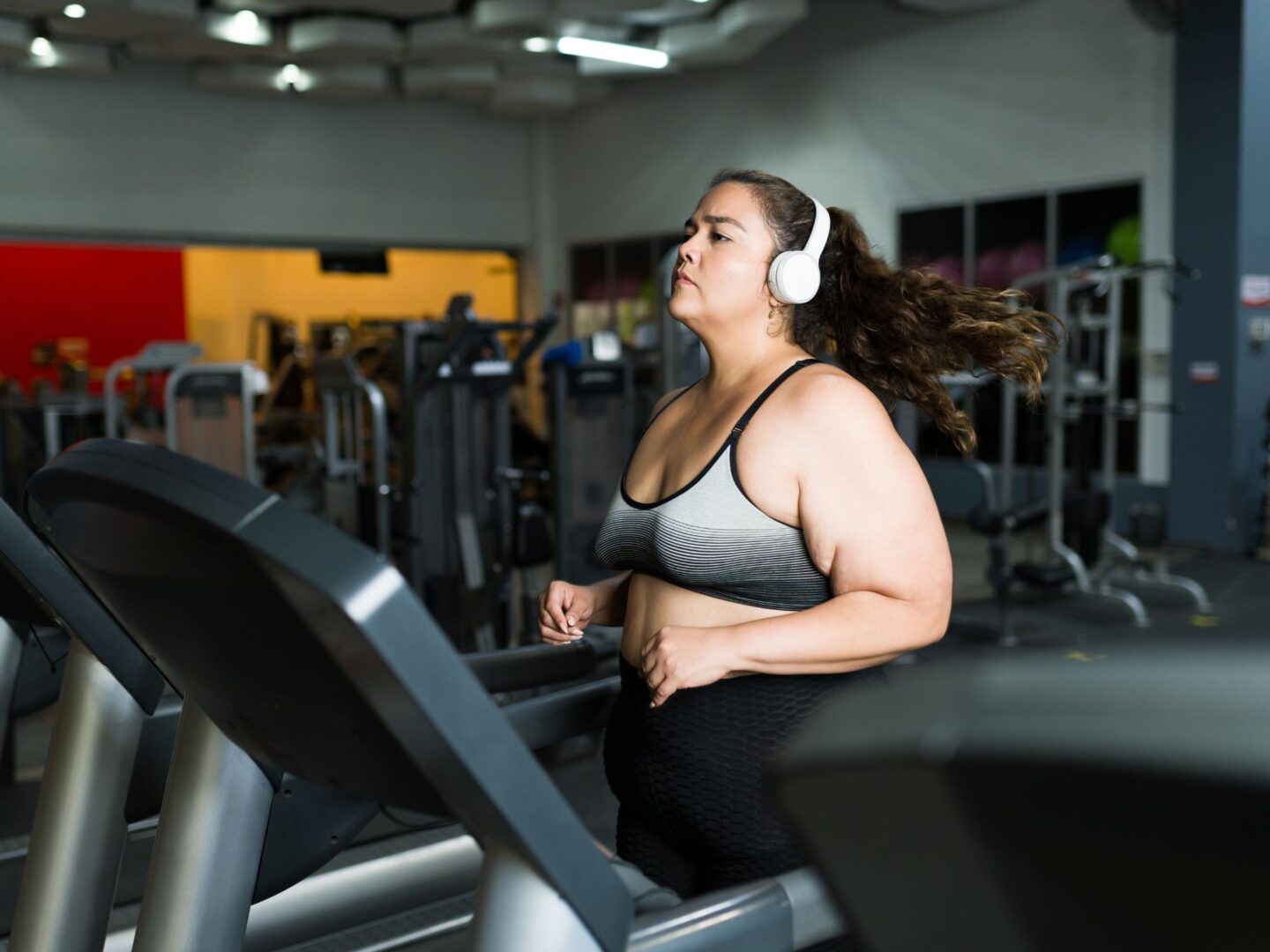 Working out on treadmill