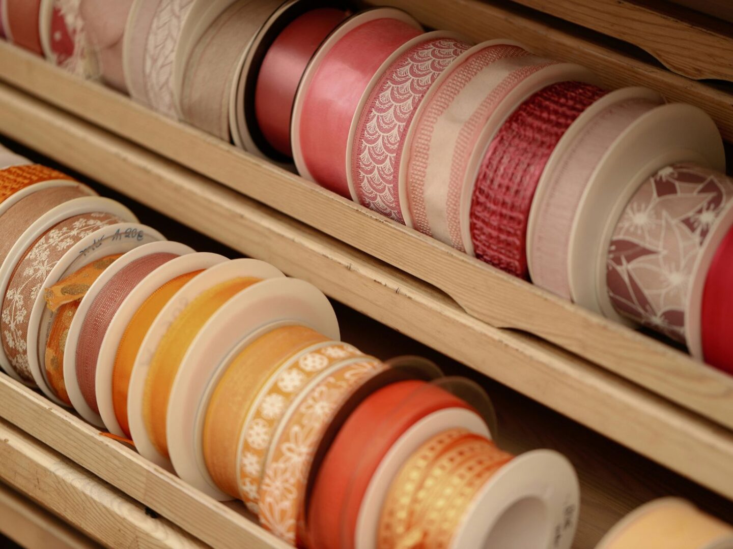 Craft supplies shelves