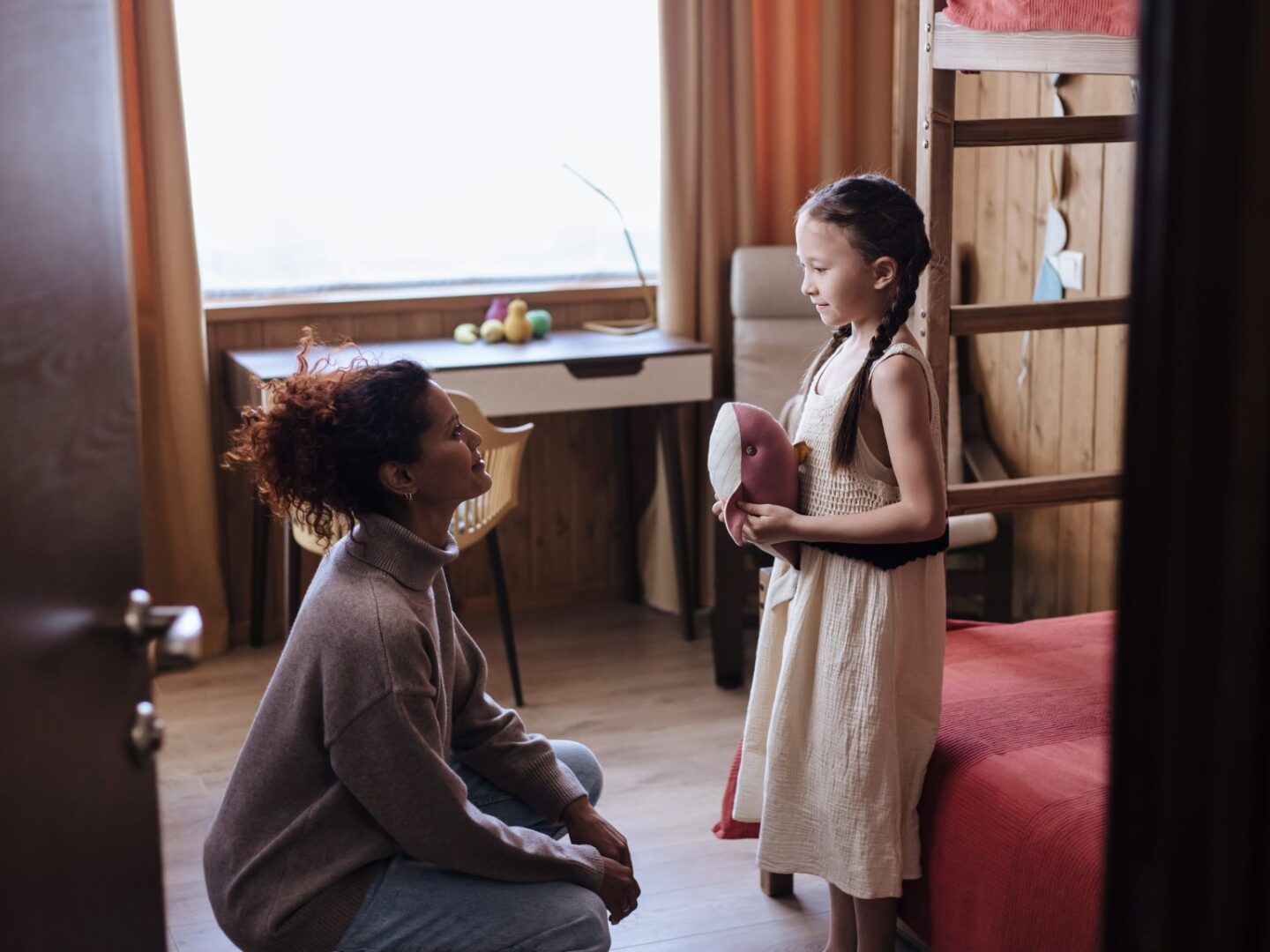 Mum and daughter talking
