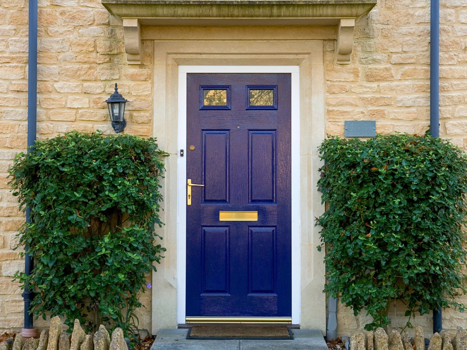 Blue wooden front door