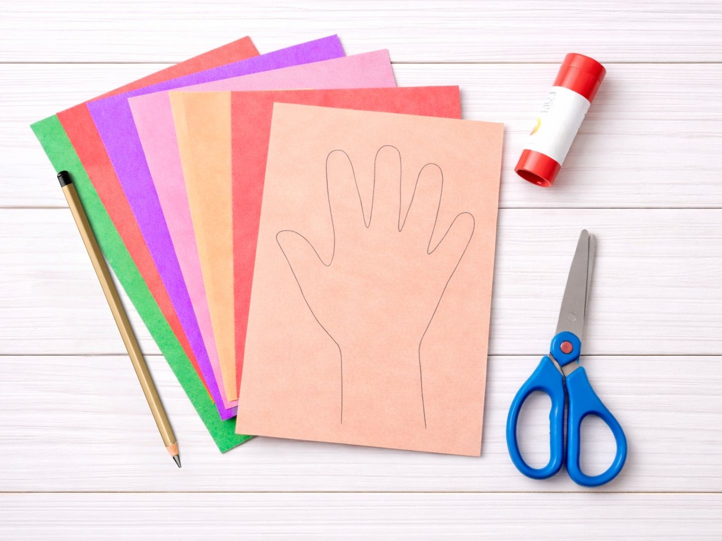 Craft supplies for handprint bouquet craft 1440 x 1080