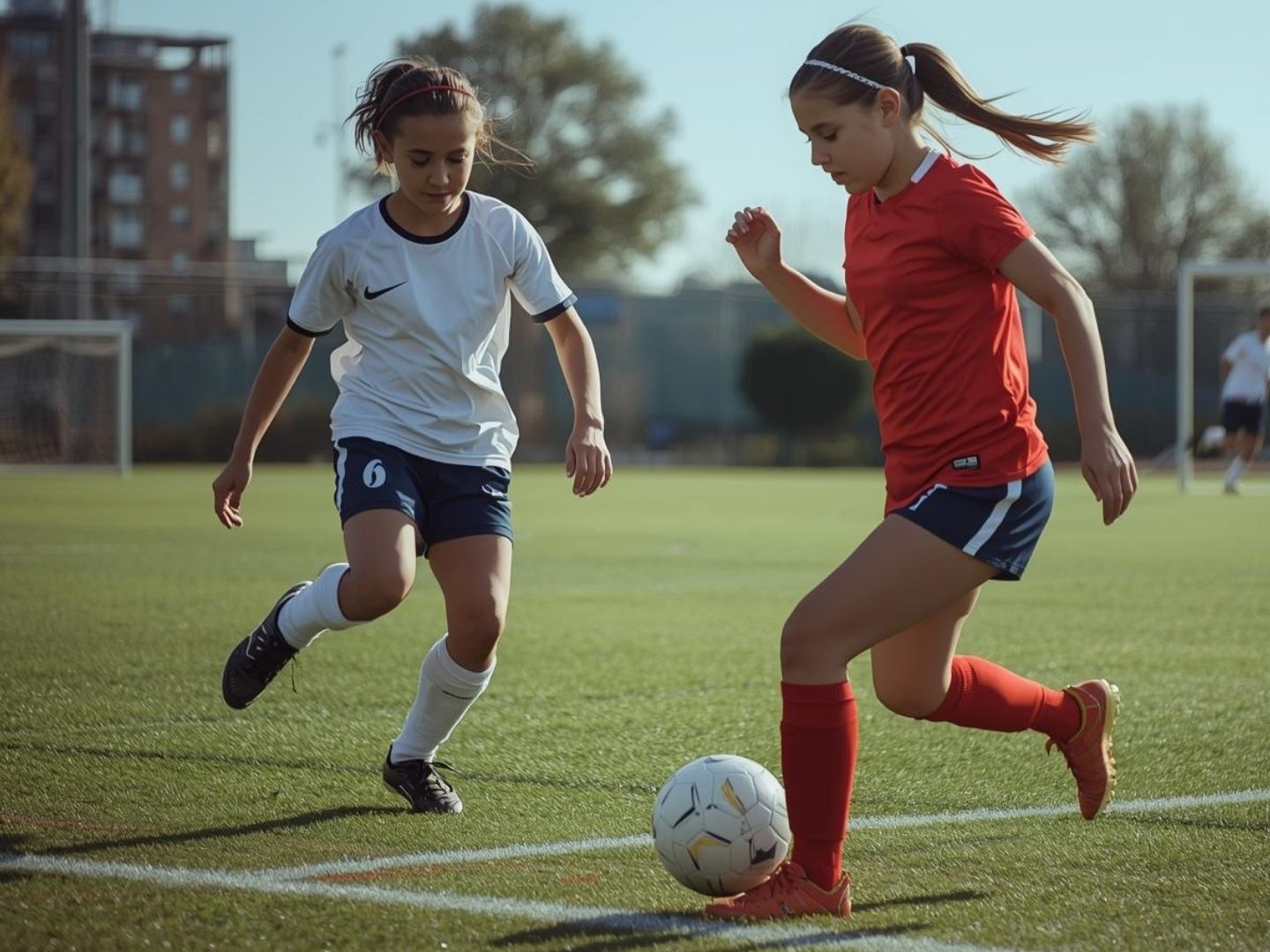Girls playing footyball