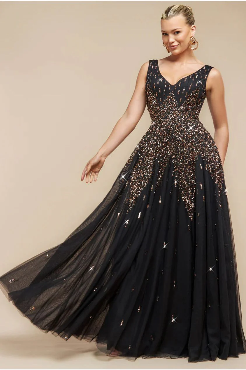 black sequin dress