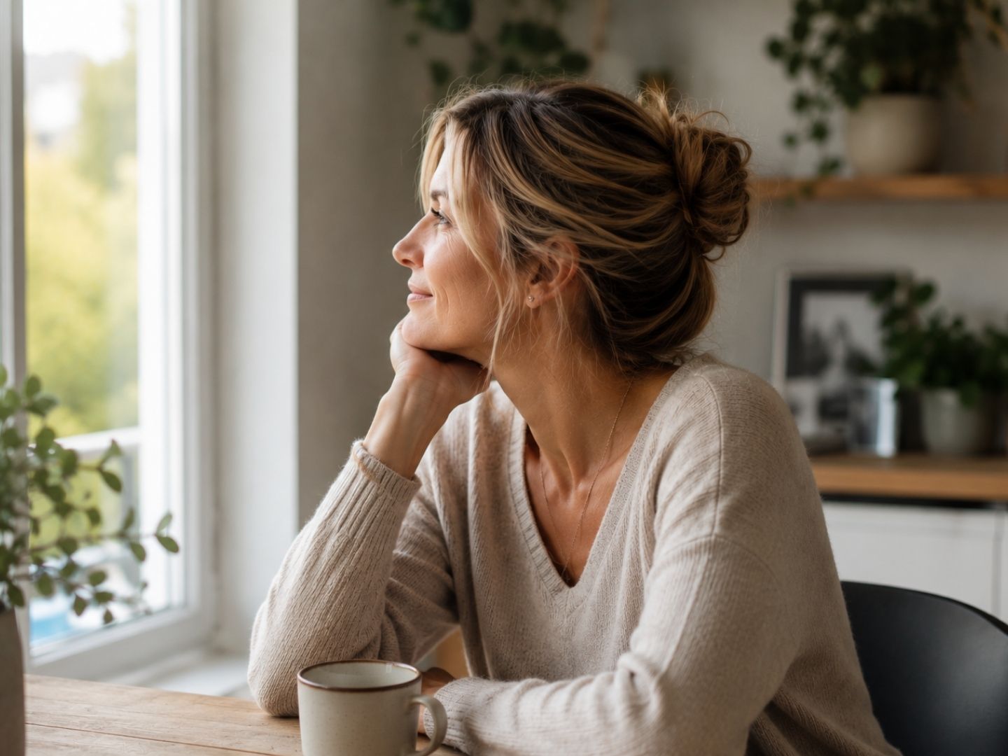 Contemplative lady in her 40s 1