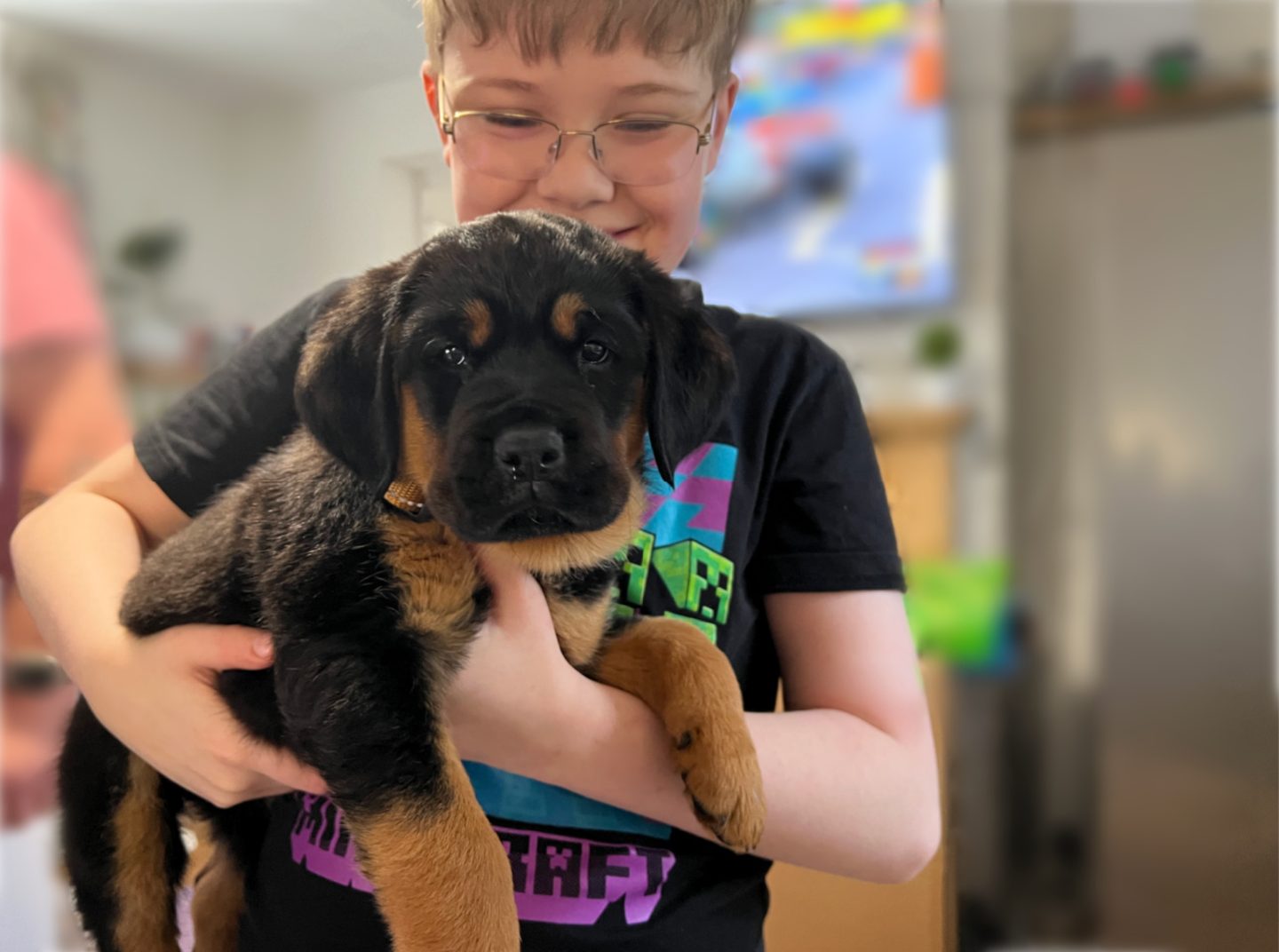 Jayden holding Barney bear